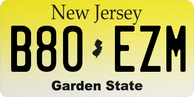NJ license plate B80EZM