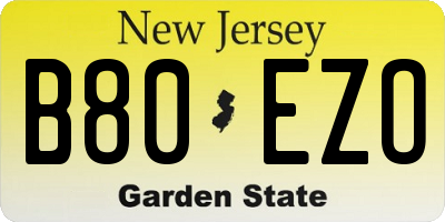 NJ license plate B80EZO