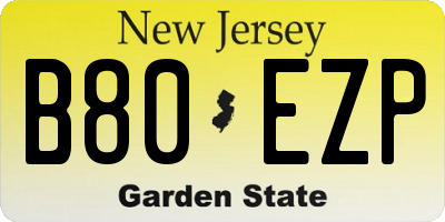 NJ license plate B80EZP