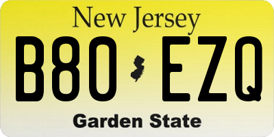 NJ license plate B80EZQ