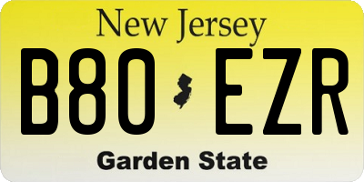 NJ license plate B80EZR