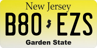 NJ license plate B80EZS