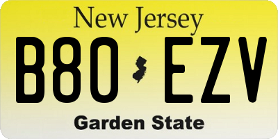 NJ license plate B80EZV