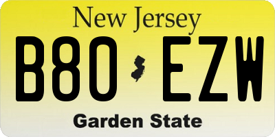 NJ license plate B80EZW