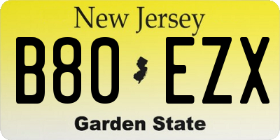 NJ license plate B80EZX