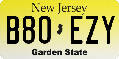 NJ license plate B80EZY