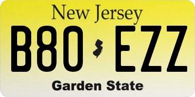 NJ license plate B80EZZ