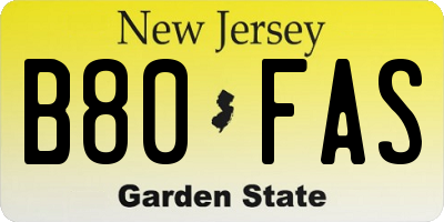 NJ license plate B80FAS