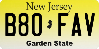 NJ license plate B80FAV