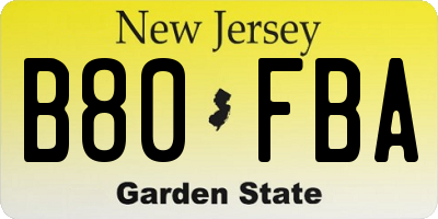NJ license plate B80FBA