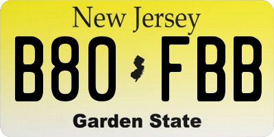 NJ license plate B80FBB