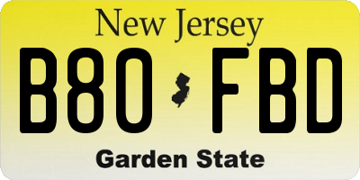 NJ license plate B80FBD