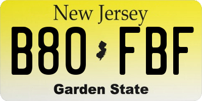 NJ license plate B80FBF