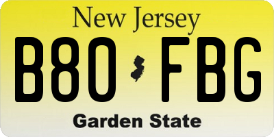 NJ license plate B80FBG