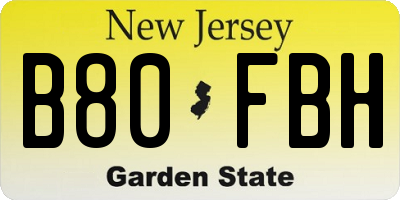 NJ license plate B80FBH