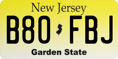 NJ license plate B80FBJ