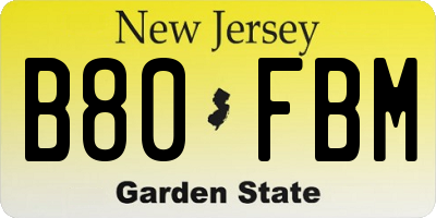 NJ license plate B80FBM