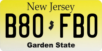 NJ license plate B80FBO