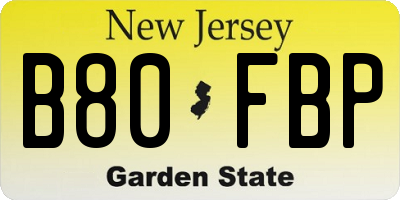 NJ license plate B80FBP