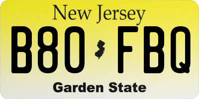 NJ license plate B80FBQ