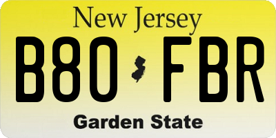 NJ license plate B80FBR