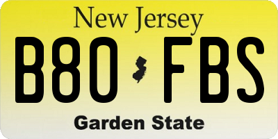 NJ license plate B80FBS