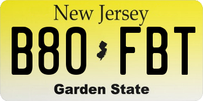 NJ license plate B80FBT