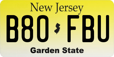 NJ license plate B80FBU
