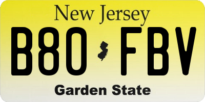 NJ license plate B80FBV