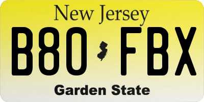 NJ license plate B80FBX