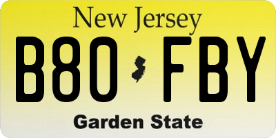 NJ license plate B80FBY