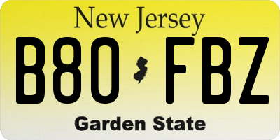 NJ license plate B80FBZ