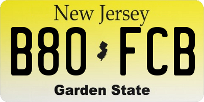 NJ license plate B80FCB