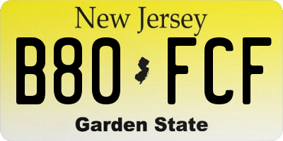 NJ license plate B80FCF