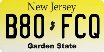 NJ license plate B80FCQ