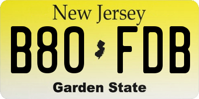 NJ license plate B80FDB