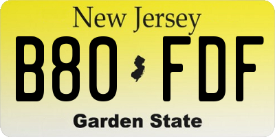 NJ license plate B80FDF