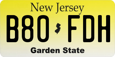NJ license plate B80FDH