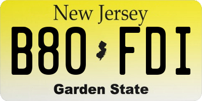 NJ license plate B80FDI