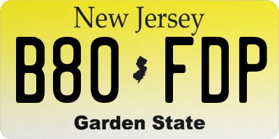 NJ license plate B80FDP
