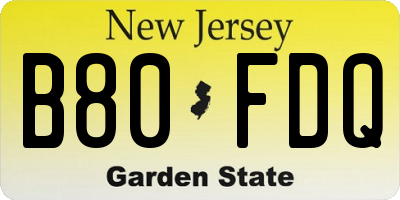 NJ license plate B80FDQ