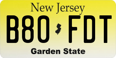NJ license plate B80FDT