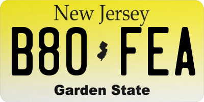 NJ license plate B80FEA