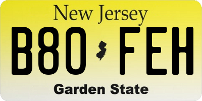 NJ license plate B80FEH