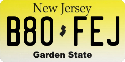 NJ license plate B80FEJ
