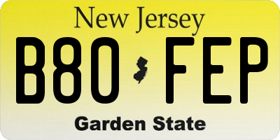 NJ license plate B80FEP