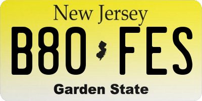 NJ license plate B80FES