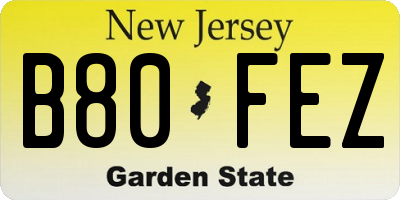NJ license plate B80FEZ
