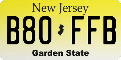 NJ license plate B80FFB