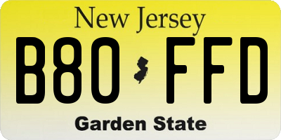 NJ license plate B80FFD